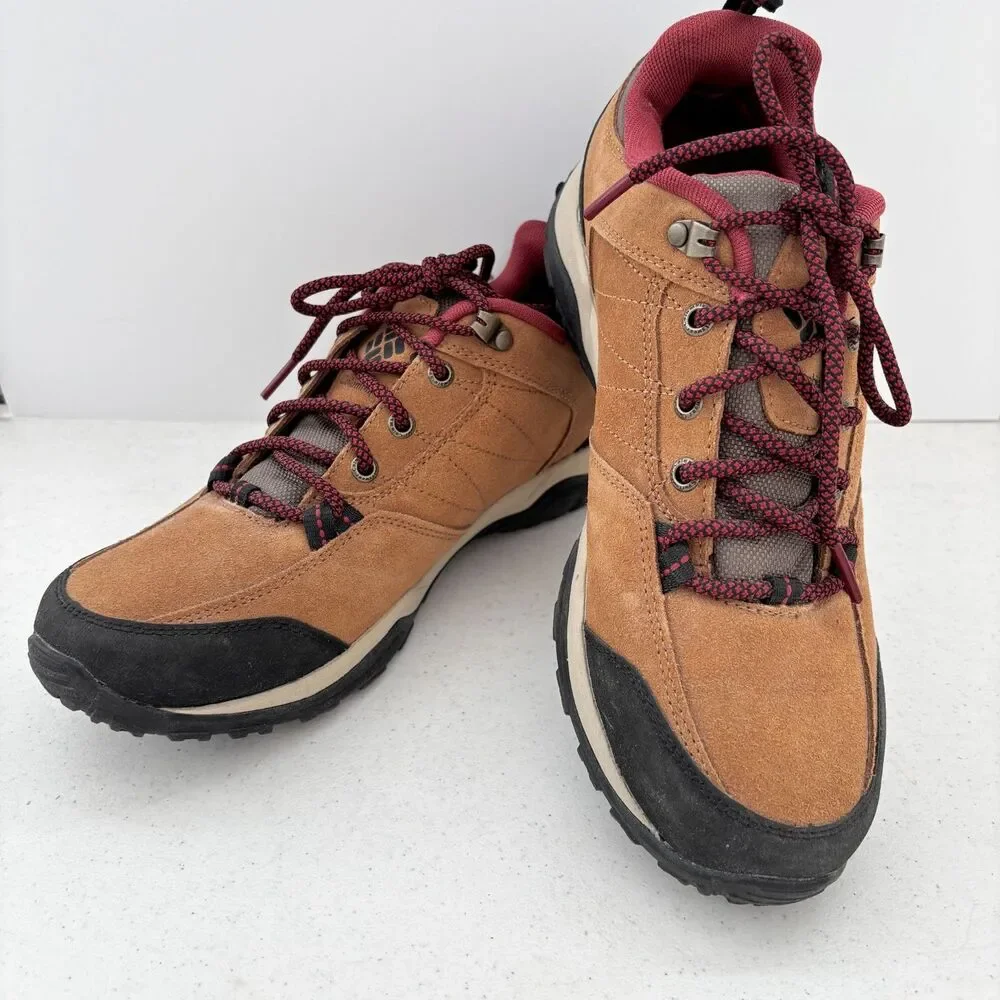Columbia Womens Techlite Waterproof Hiking Shoes 9.5 Brown Suede Outdoor Utility